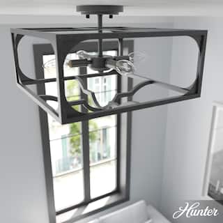 Hunter Highland Hill 4-Light Semi-Flush Mount - Farmhouse, Rustic