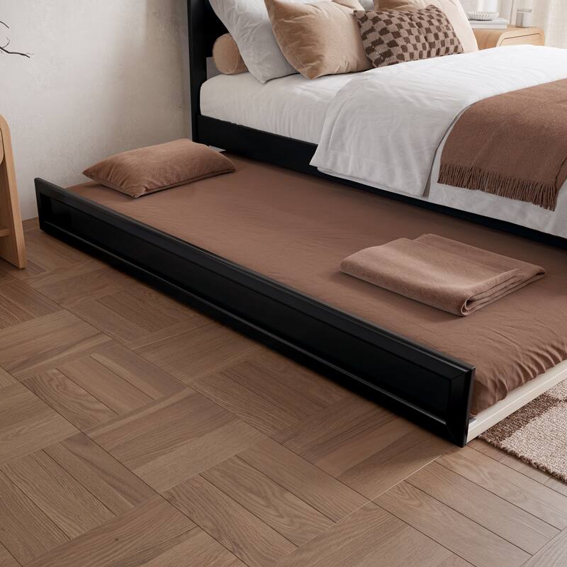 Aveline Wood Platform Bed with Matching Footboard & Trundle