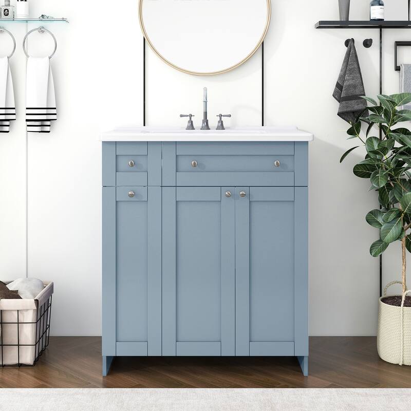 30-Inch Bathroom Vanity with Sink Combo, MDF Storage Cabinet, Soft Close Doors, and Painted Finish