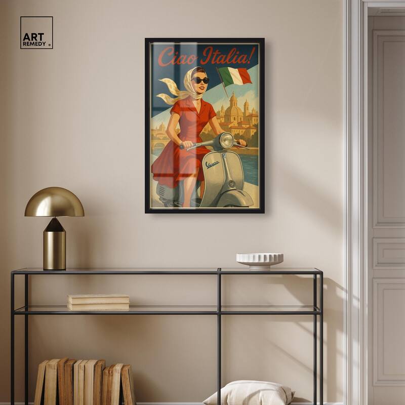 Scooter Italian Travel Shadowbox by Art Remedy
