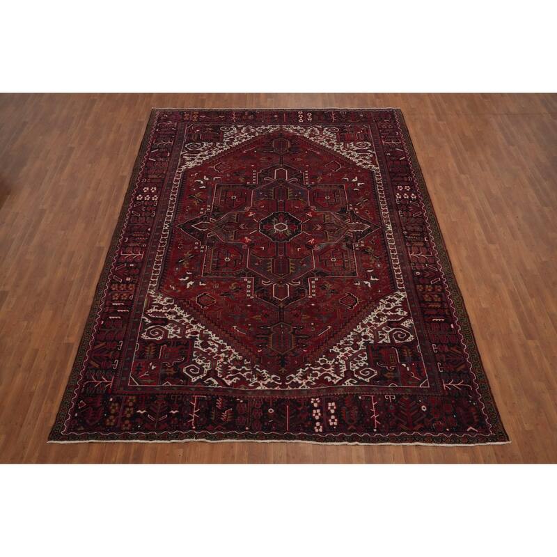 Hand Knotted Oriental 100% Wool Carpet Traditional Medallion Red Heriz Area Rug - 13' 3'' X 9' 9''