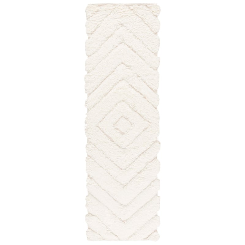 SAFAVIEH Handmade Casablanca Cove Shag Wool Rug - 2'3" x 8' Runner - Ivory