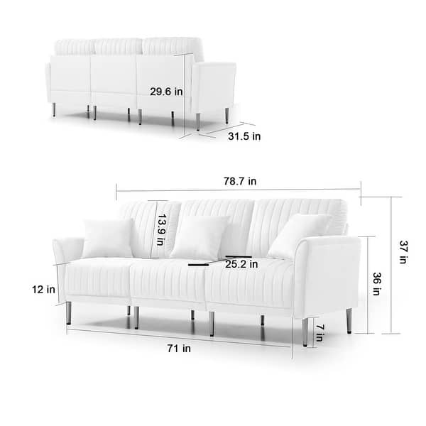 Lshaped Sofas Chaise Lounge with 3seat Sofa and Ottoman, Velvet