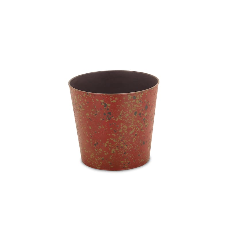 HomeRoots 9" Red Recycled Plastic Indoor Outdoor Round Pot Planter