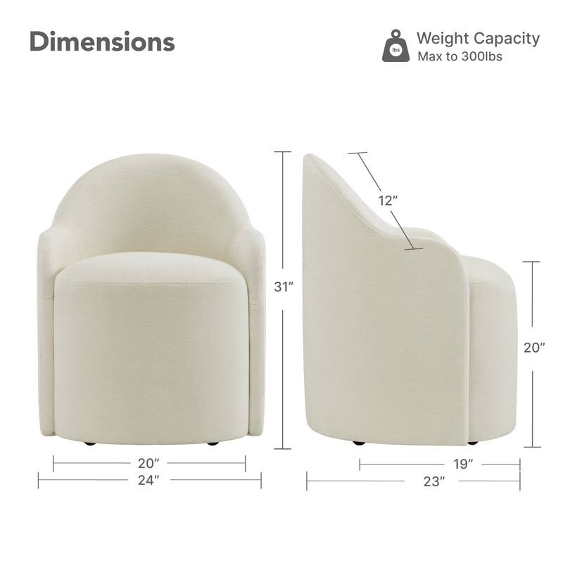 Spruce & Spring Modern Swivel Dining Chair with Hidden Wheels & Arm