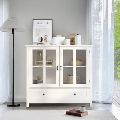 Buffet Storage Cabinet with Double Glass Doors