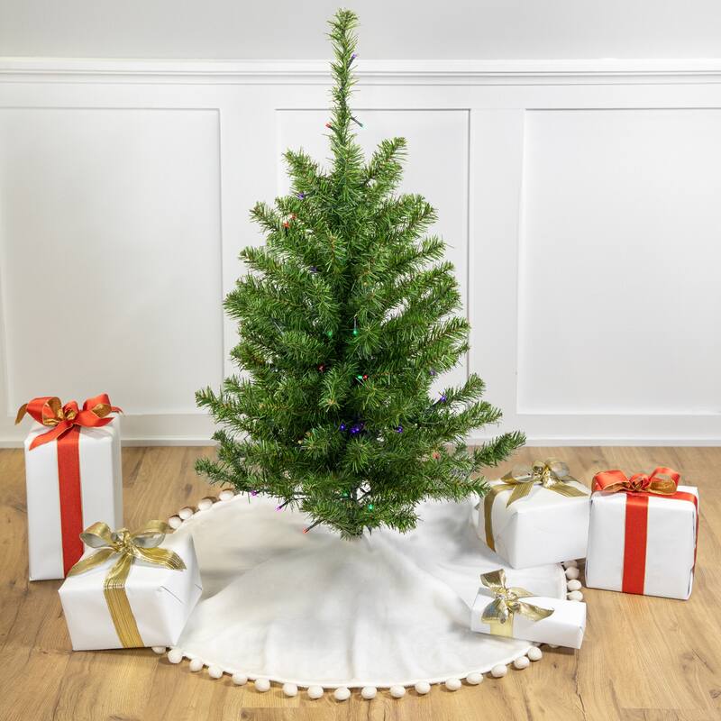 3' LED Medium Canadian Pine Artificial Tree Multicolor Lights - 3 Foot