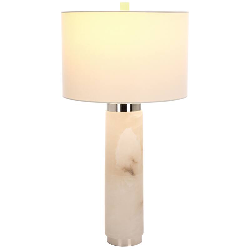SAFAVIEH Couture Oketa Alabaster Pillar Table Lamp - 15 In W x 15 In D x 30 In H - 15Wx15Dx30H