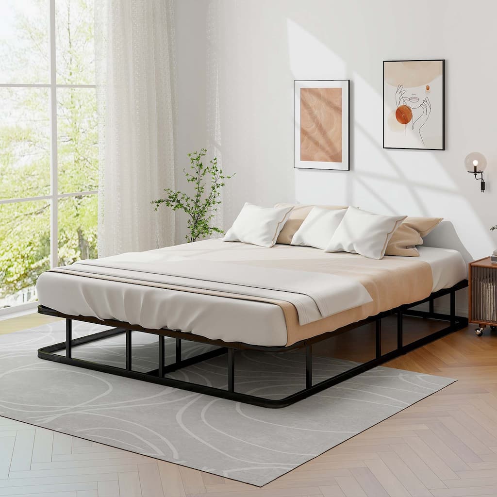 Costway Queen Size Metal Platform Bed Frame Mattress Foundation with