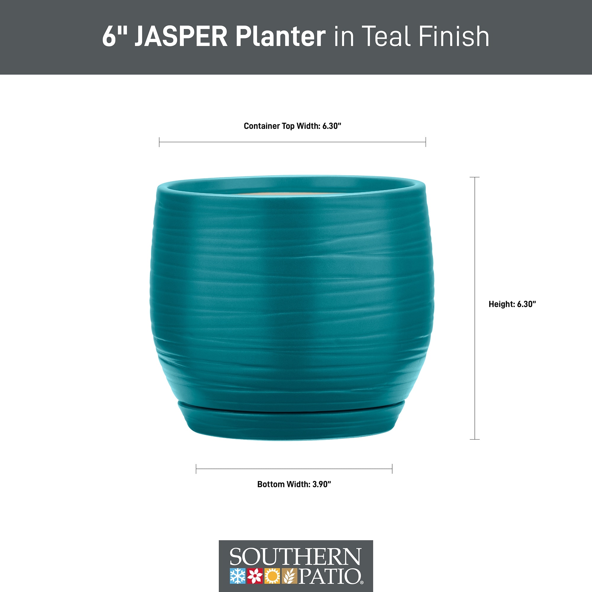 Southern Patio Jasper Teal Ceramic 6.3-inch Planter - Overstock