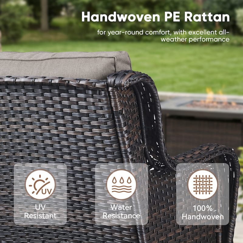 Pocassy Outdoor Patio Wciker Sofa Furniture Set of Chair Table.