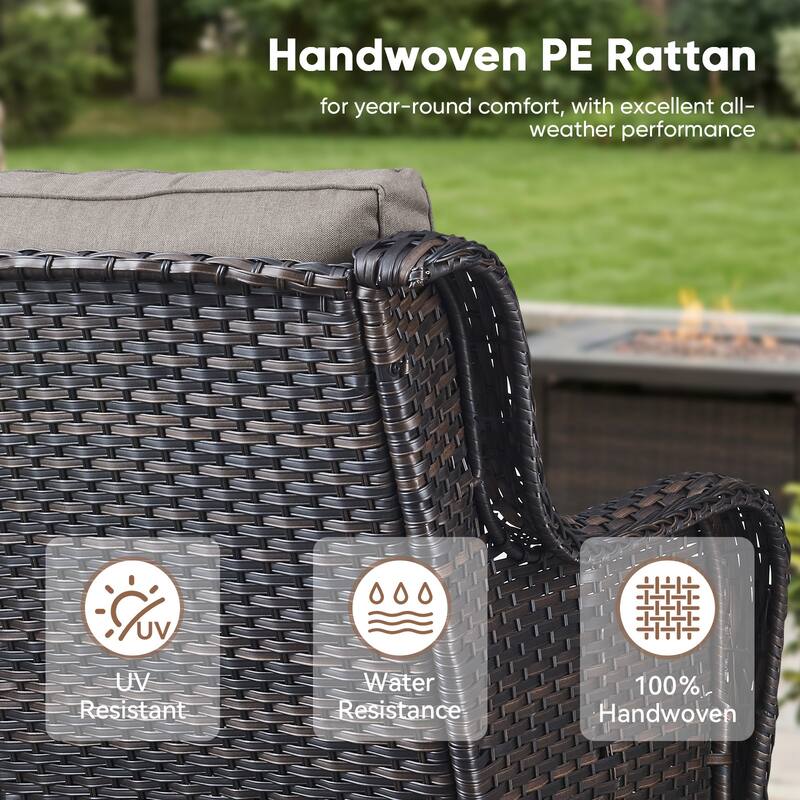 Pocassy Outdoor Wicker Glider Swivel Club Chairs (Set of 2) - Mix Grey