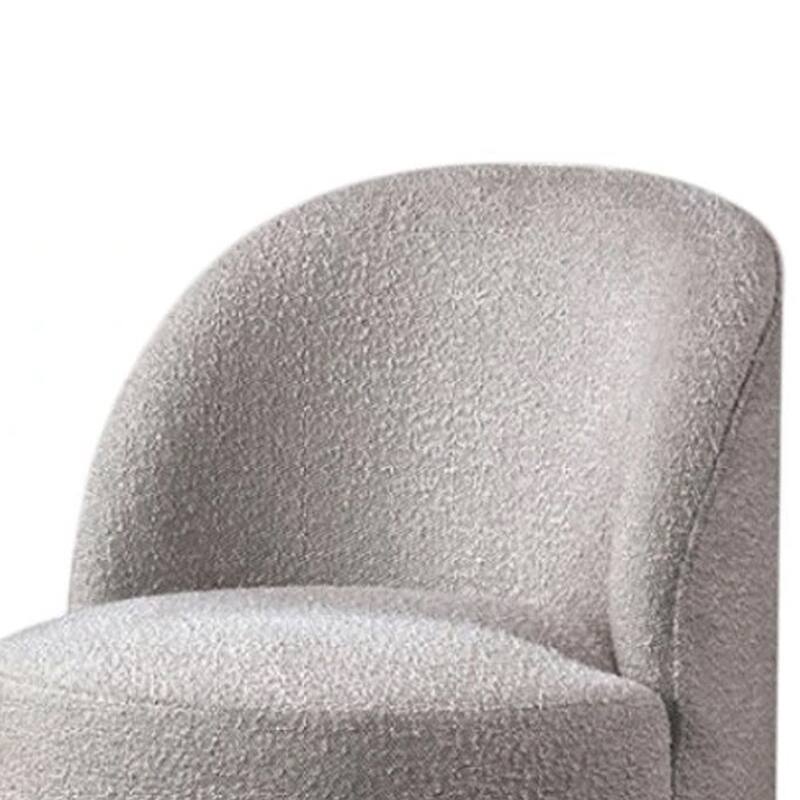 Ager Side Dining Swivel Chair, Curved Barrel Style, Gray Boucle Chenille