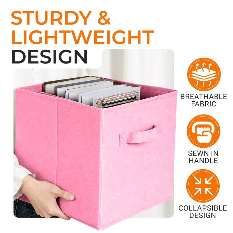 Cheer Collection 6 Pack Fabric Storage Cubes with Dual Handles Collapsible Organizer Bins