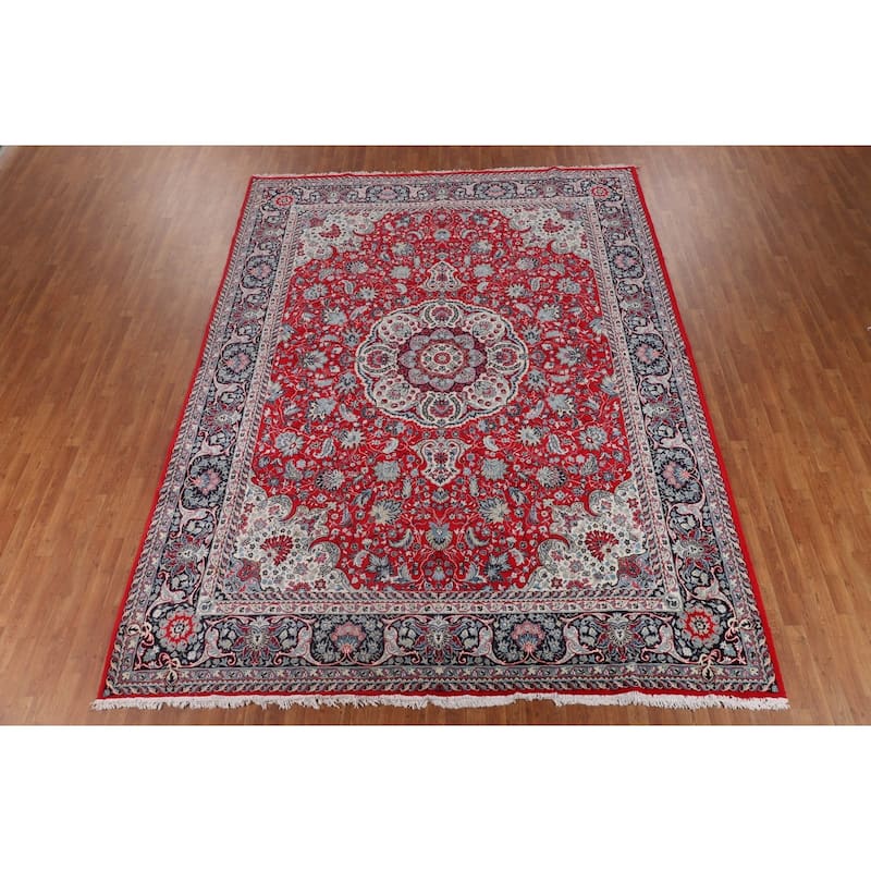 Floral Kashan Area Rug Machine Made Carpet - 9'7" x 12'6"