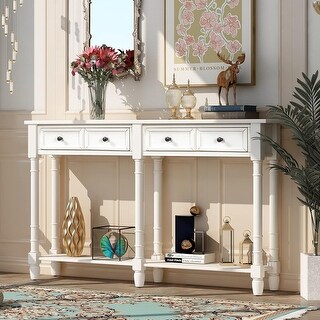 Classic Entryway Console Table with Storage Drawers and Bottom Shelf ...