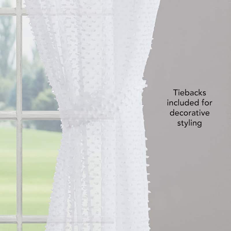 Creative Home Ideas Mia Embellished Sheer Grommet Window Curtain Panel Pair with Tiebacks,