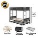 preview thumbnail 7 of 10, Twin over Twin Metal Bunk Bed for Three with Space-Saving Trundle, Black