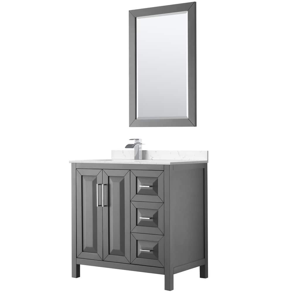 Daria 36-inch Single Vanity, Cultured Marble Top, 24-inch Mirror