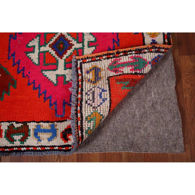 Orange Tribal Anatolian Oriental Runner Rug Handmade Silk Carpet - 3'0"x 13'3"