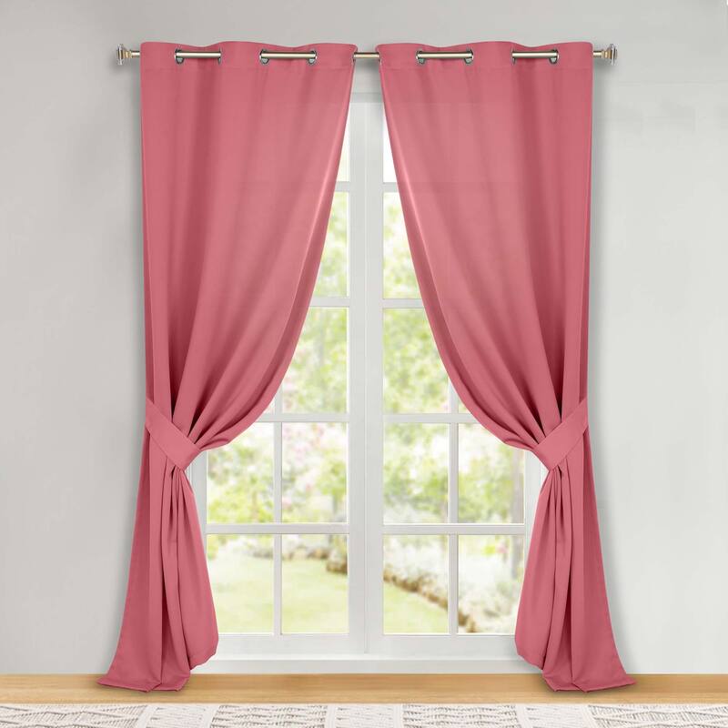 Superior Solid Machine Washable Room Darkening Grommet Blackout Curtains, Set of 2