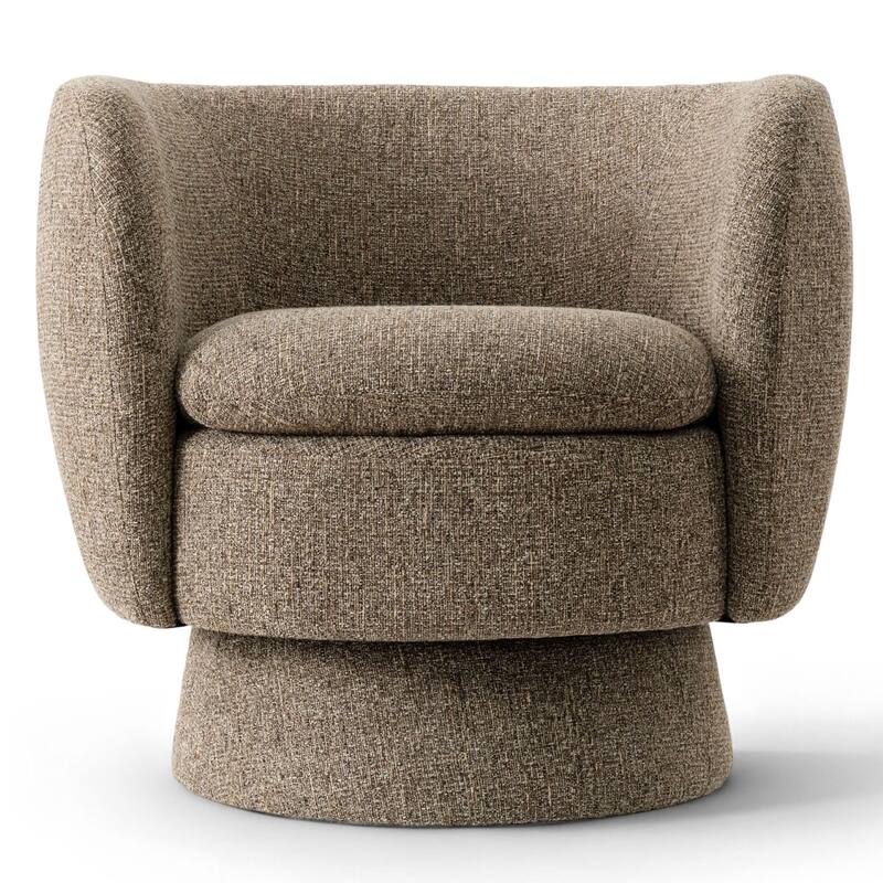Upholstered 360 Swivel Barrel Accent Armchair