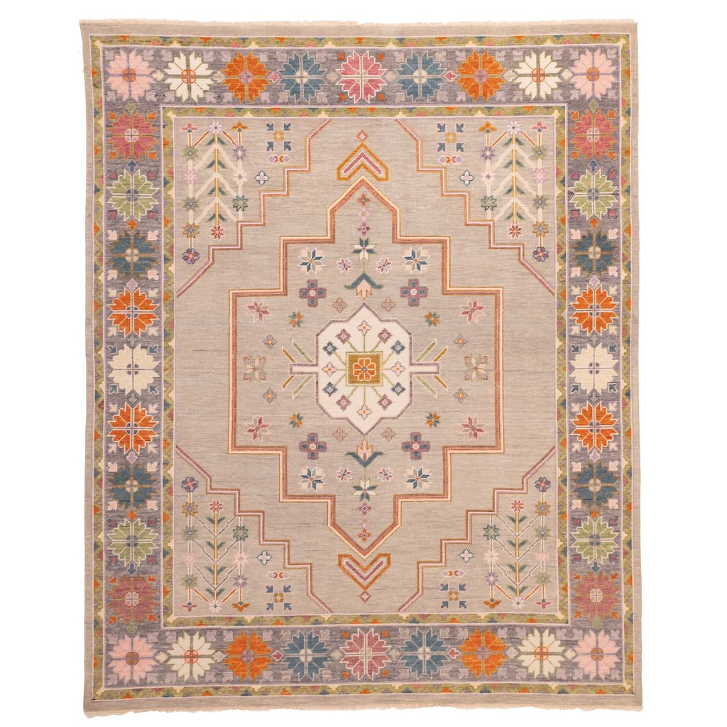 ECARPETGALLERY Hand-knotted Modern Oushak Grey Wool Rug - 8'2 x 9'10