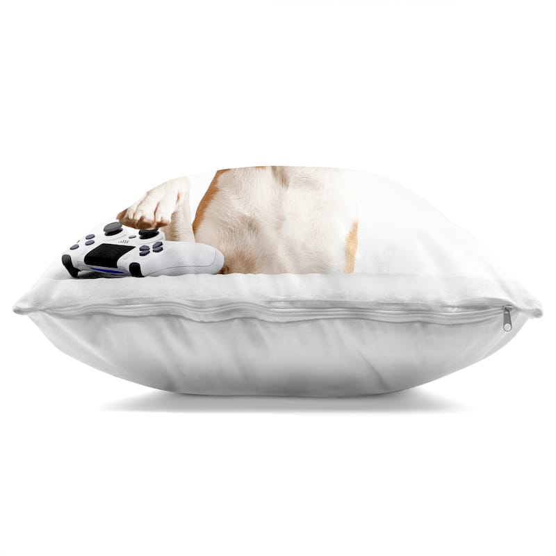 Stupell Gaming Dog with Headset Decorative Printed Throw Pillow Design by CAD Designs