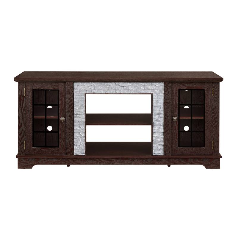 Classic TV Stand Entertainment Center for up to 65" TVs, Faux Stone Media Console Cabinet for Living Room