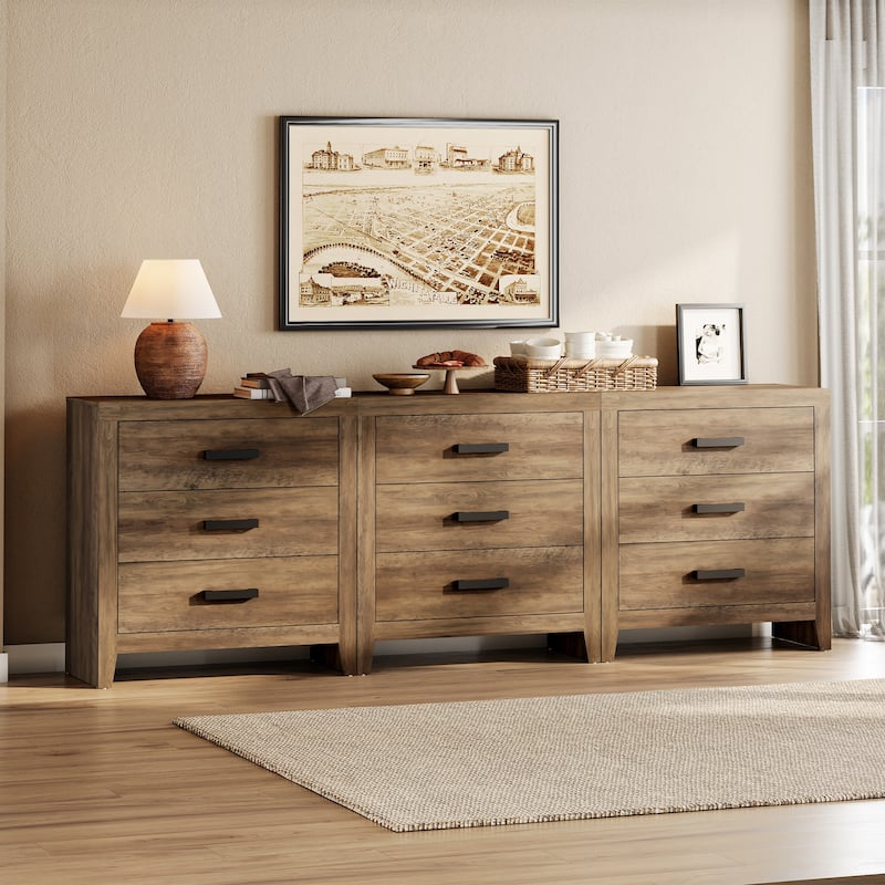 WAMPAT Farmhouse TV Stand, Modern Wood Media Console, Rustic Entertainment Center with Storage for Living Room, Bedroom