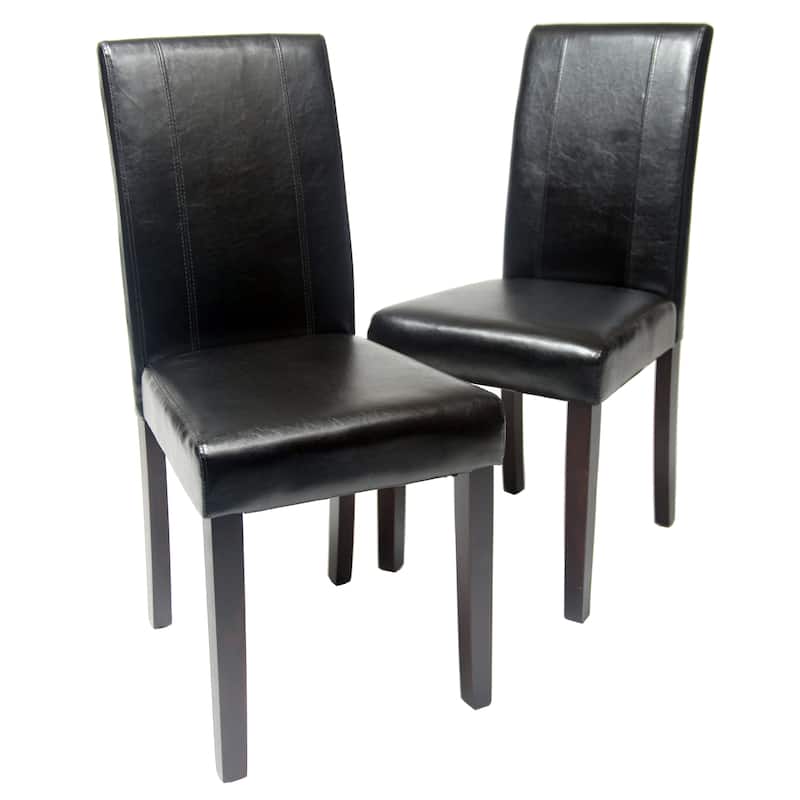 Urban Style Solid Wood Leatherette Padded Dining Chair (Set of 2)