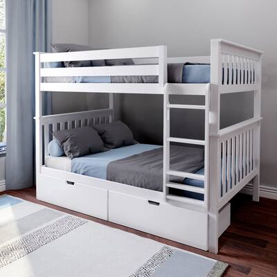 Max and Lily Full over Full Bunk Bed with Storage Drawers