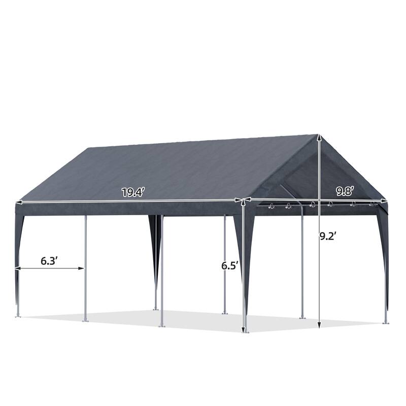 Heavy Duty Carport, All-Weather Waterproof Shelter with Steel Frame for Cars, Boats & Equipment