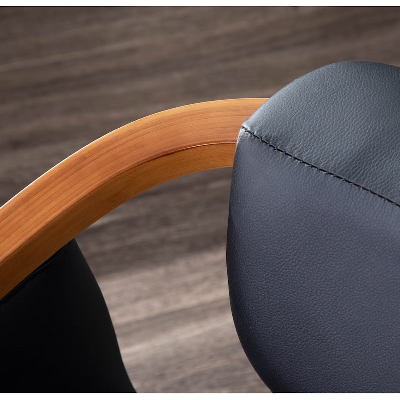 Oracle Mid-Century Modern Dining Chair in Faux Leather, Black Metal, & Walnut Wood