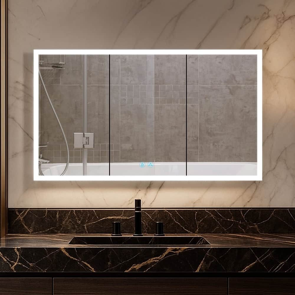 Blossom LED Lighted Bathroom Medicine Cabinet, Mirror, Left Hinge, Defogger