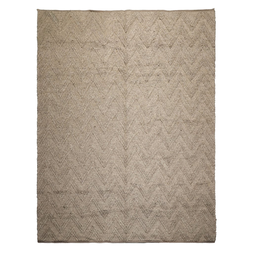 9x12 Tibetano Hand Knotted Flatweave Wool Tone on Tone Mocha Contemporary Rug - 9' x 12'