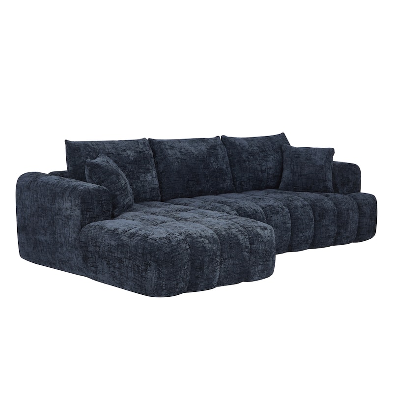 Roomfitters Oversized Chenille Sectional Sofa, Modern L-Shaped Cloud Couch with Right Chaise and Deep Seats