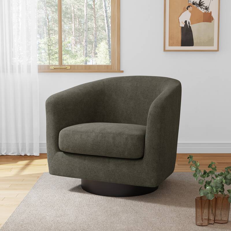 Chenille Swivel Barrel Chairs Upholstered Accent Chairs For Living Room