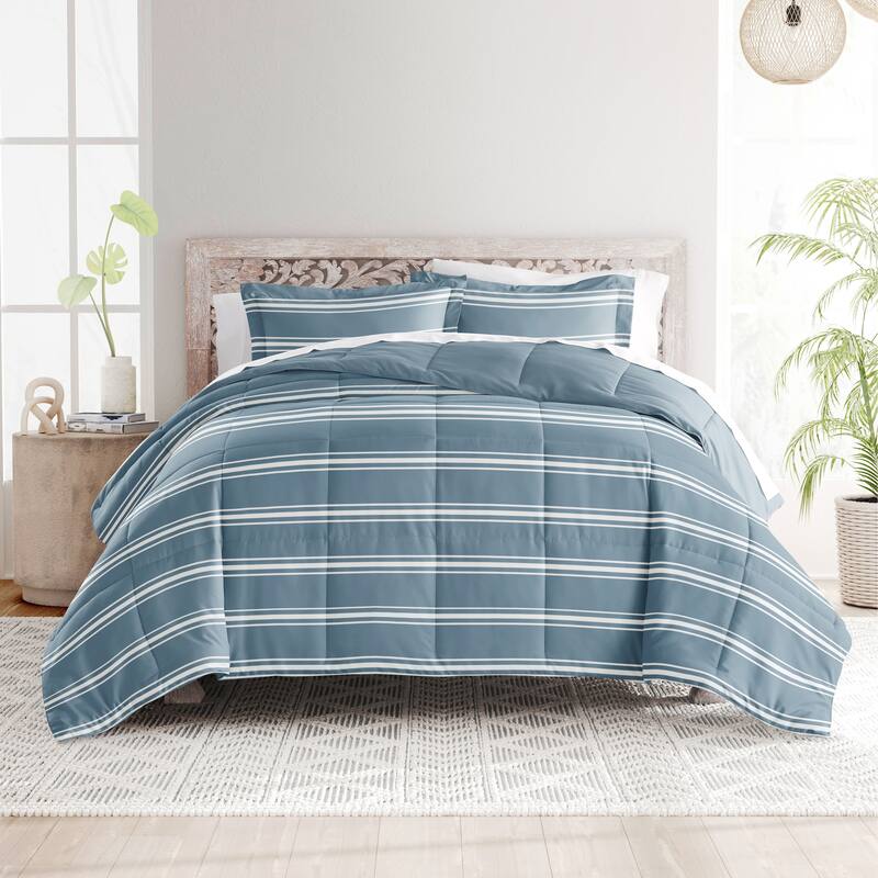 Becky Cameron Reversible Down-Alternative Comforter in Ombre and Soft Stripe