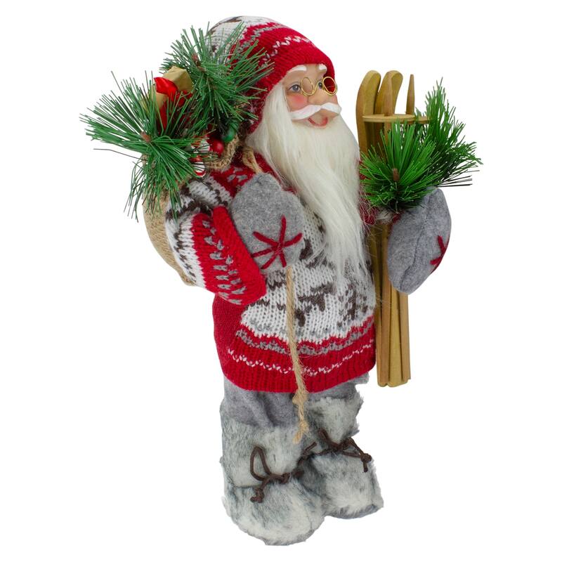 Standing Nordic Santa with Skis Christmas Figure - 12"