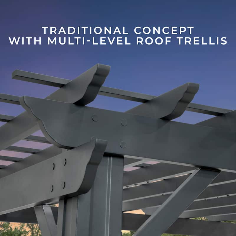 Backyard Discovery Stratford 14x12' Galvanized Steel Pergola w/ Canopy
