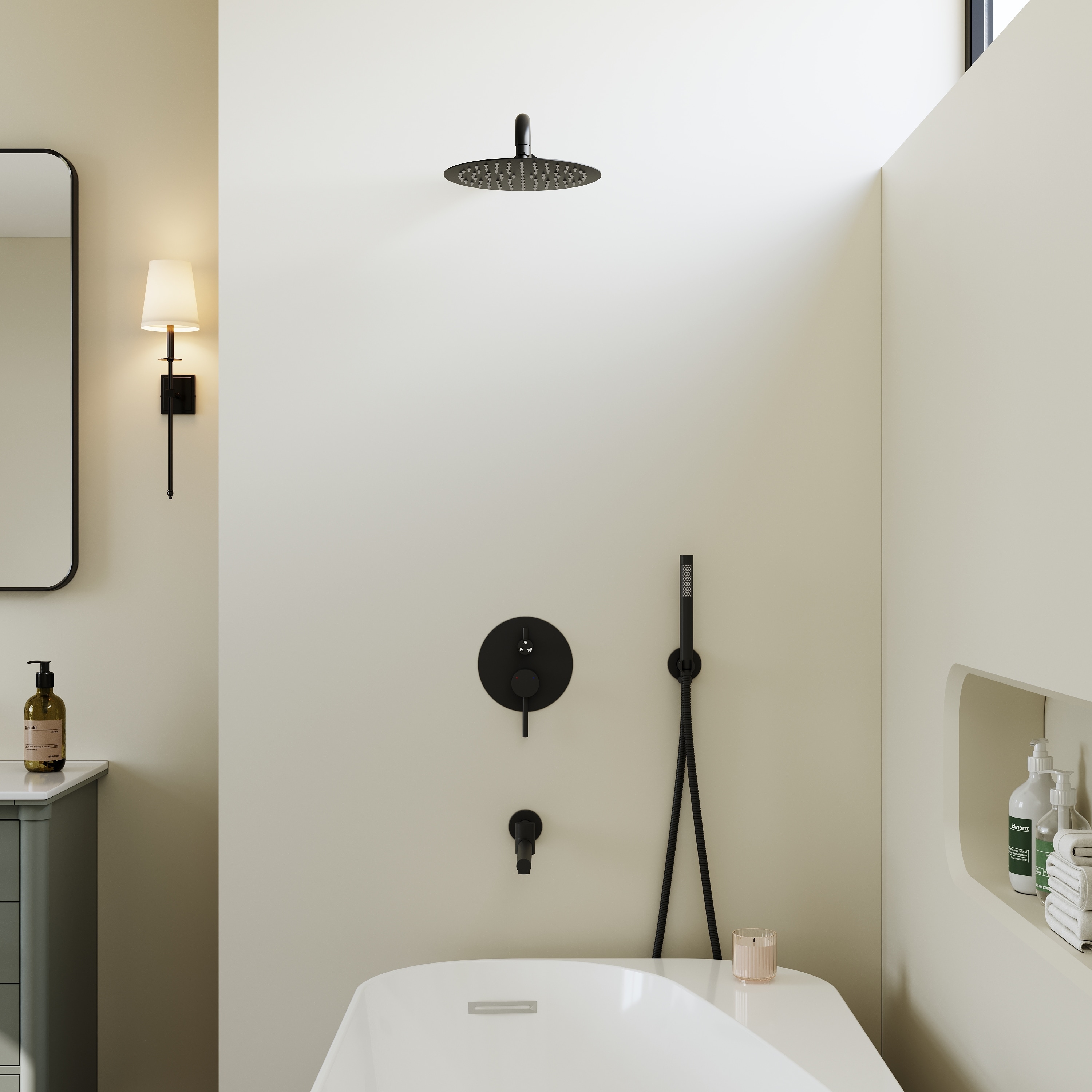 3-Function Pressure Balance Shower System with 10" Stainless Steel Rain Shower Head, Handheld Shower & Tub Spout, cUPC Certified