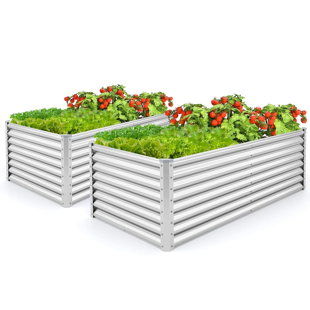 Gymax 2 PCS Raised Garden Bed Large Metal Planter Box Kit for