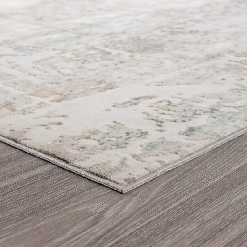 Sevita Gray/Cream Abstract Contemporary Area Rug