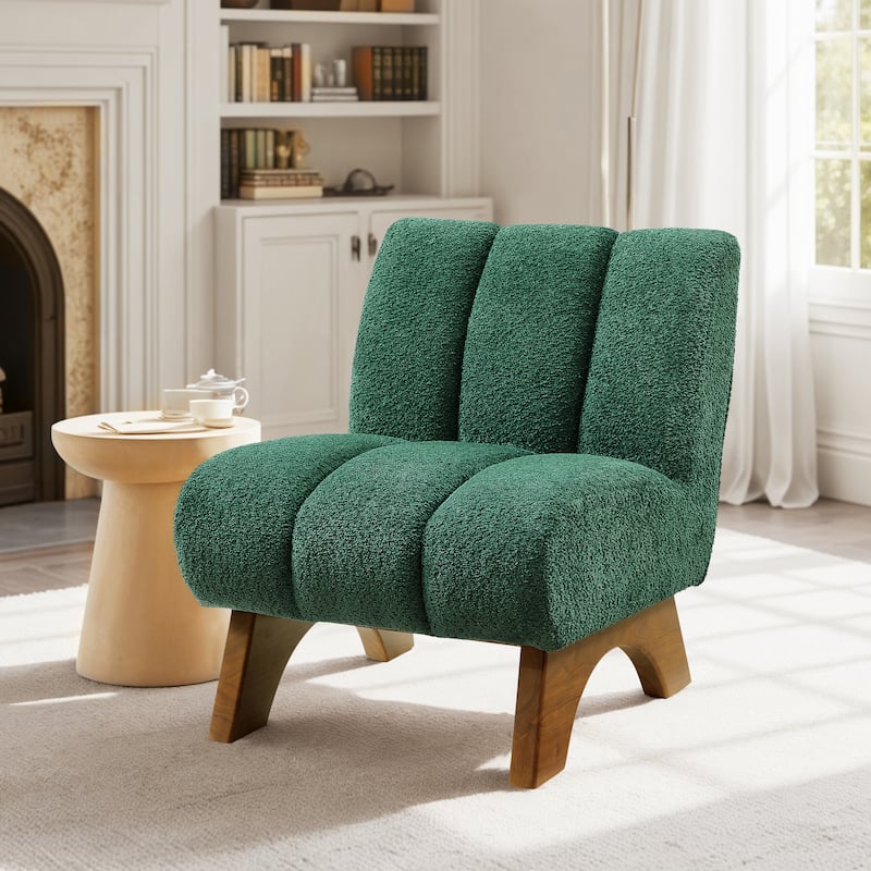 Art Leon Modern Wood and Fabric Accent Sofa Chair - Green