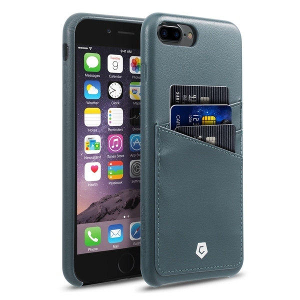 CobblePro Grayish Blue Leather with Wallet Flap Pouch For Apple iPhone 7 Plus
