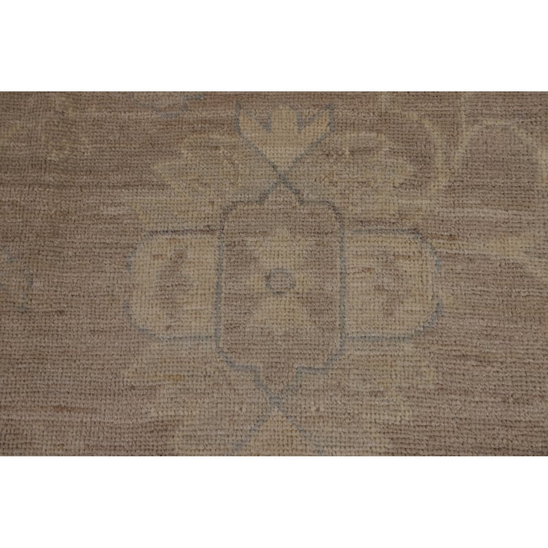 Vegetable Dye Oushak Turkish Rug Handmade Beige Wool Carpet - 8'0"x 9'11"