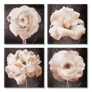 Stupell Pink Vintage Flowers 4 Piece Canvas Wall Art Set Design by ...