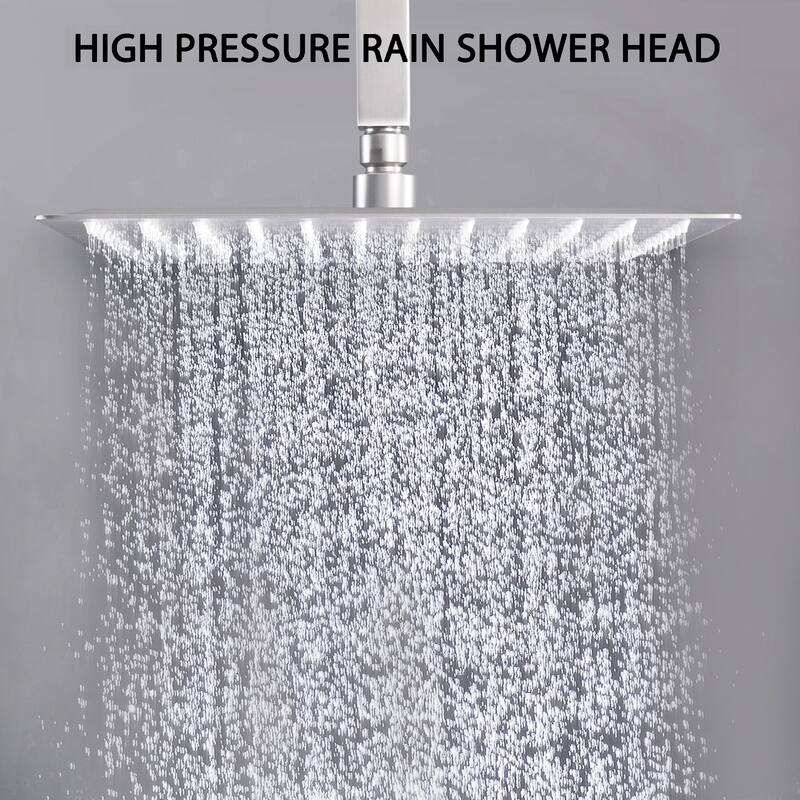 Topcraft Ceiling Mount Rainfall Shower System with Handheld Showerhead - 12inch