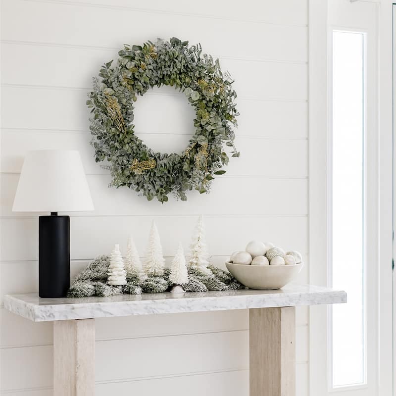 Preserved Decorative Real Dried Eucalyptus Wreath - Green